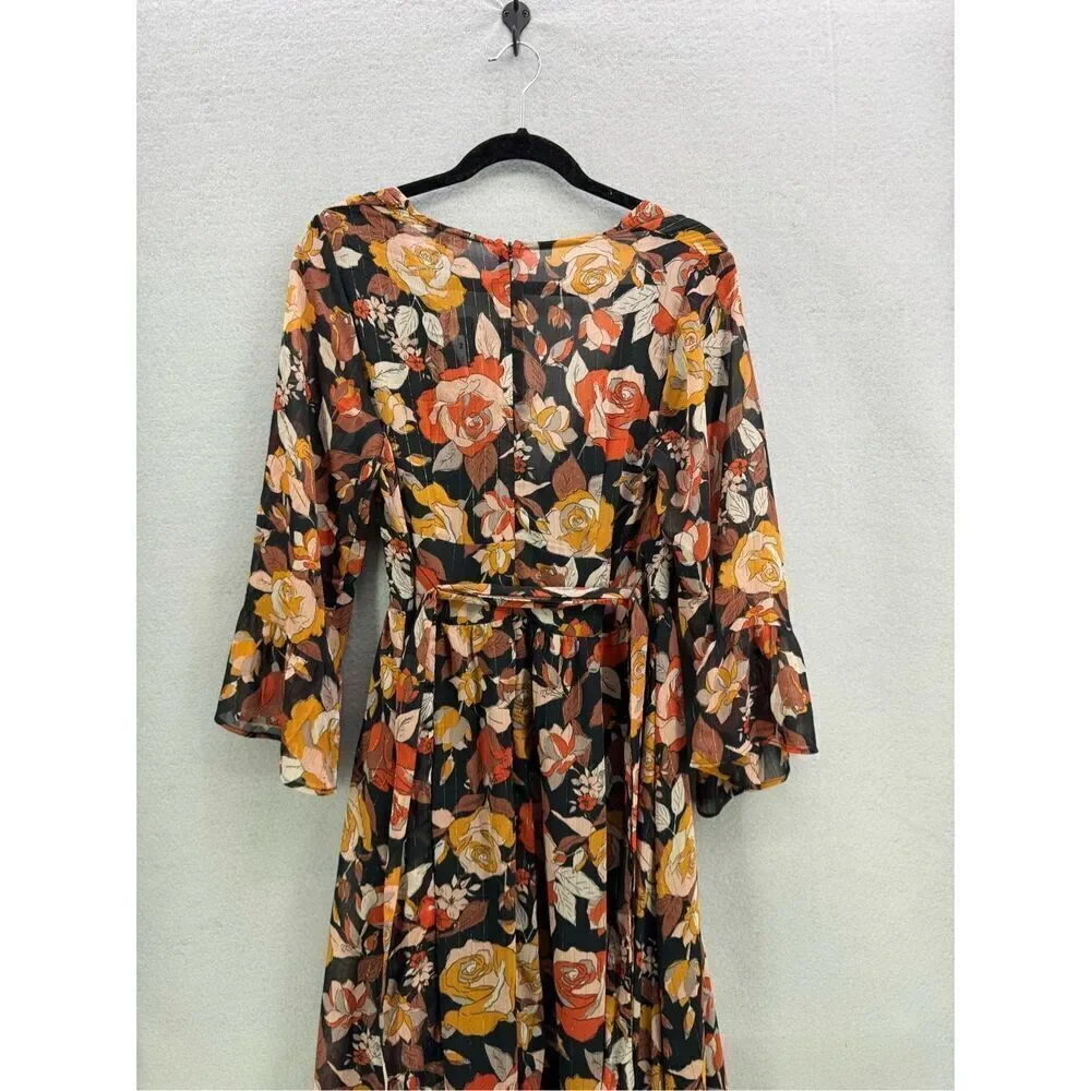 NWT Fate Womens Multicolor Floral Print Deep V-Neck Maxi Dress Size Small - Picture 5 of 12